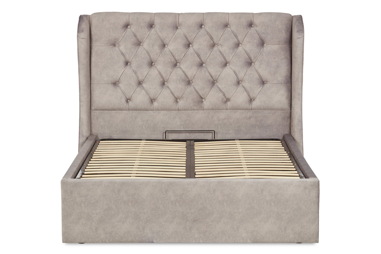 Baker Upholstered ottoman bed with winged headboard