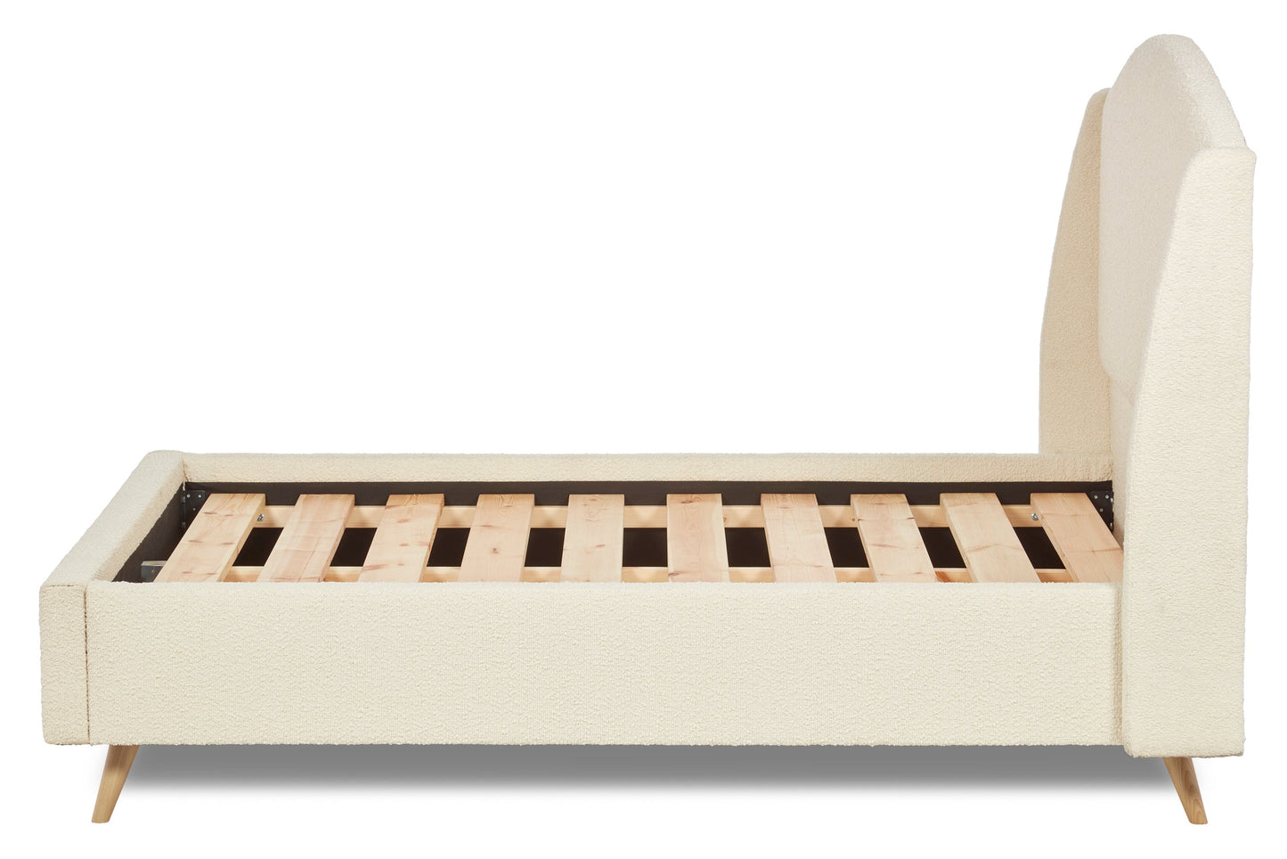 Bronte Modern upholstered bed with curved headboard