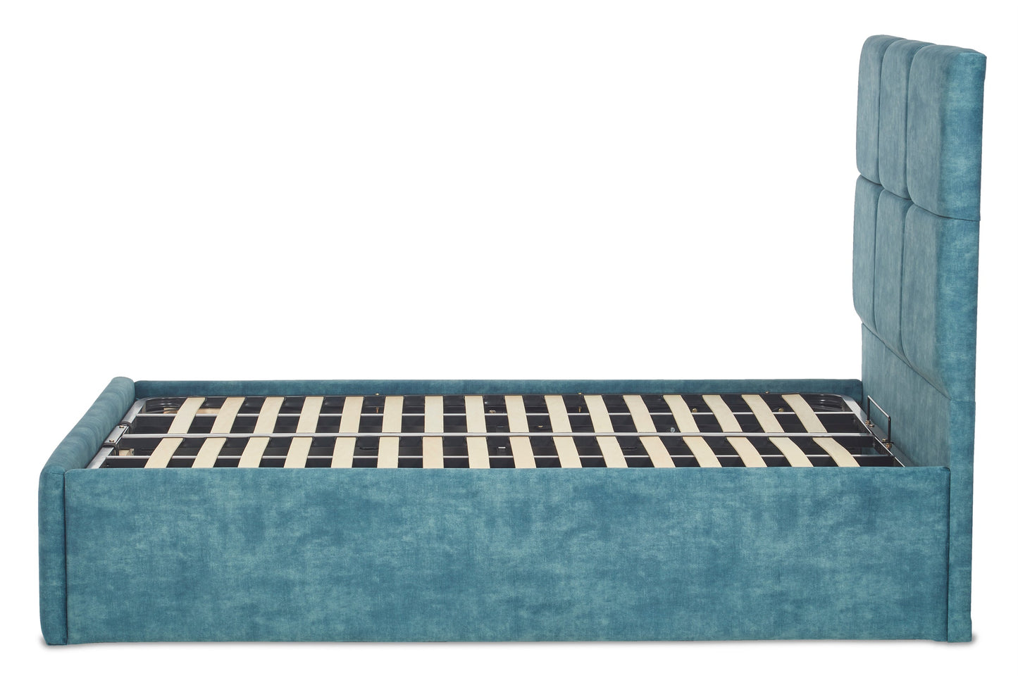 Mirren Upholstered ottoman bed with Geometric Headboard