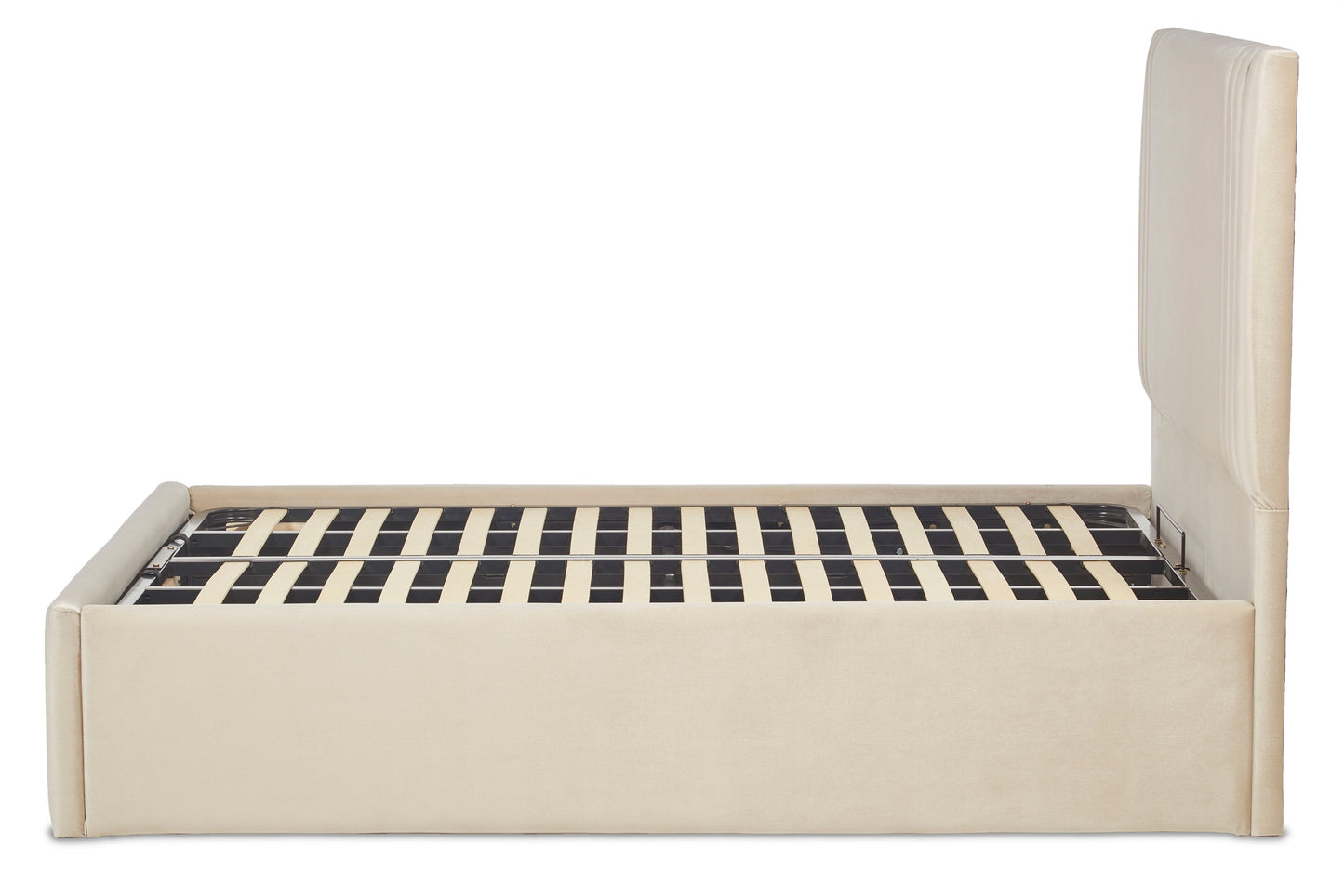 Orton Contemporary upholstered ottoman bed with low foot end