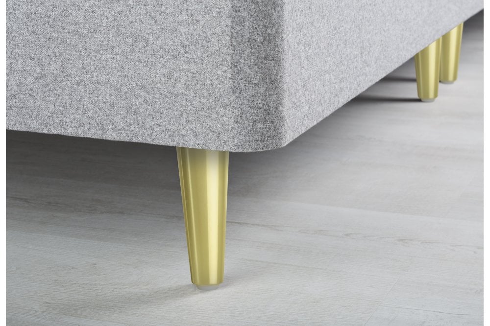 Catherine Upholstered low divan base with gold legs, total height 27cm