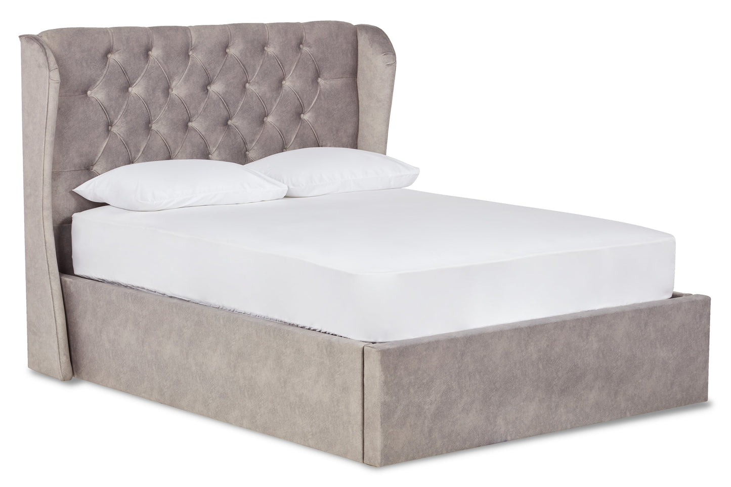 Baker Upholstered ottoman bed with winged headboard