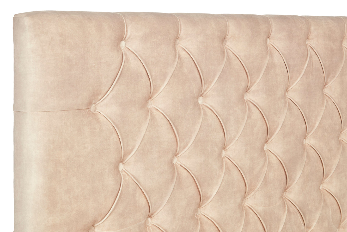 Bassey Upholstered bed with modern Chesterfield-style headboard