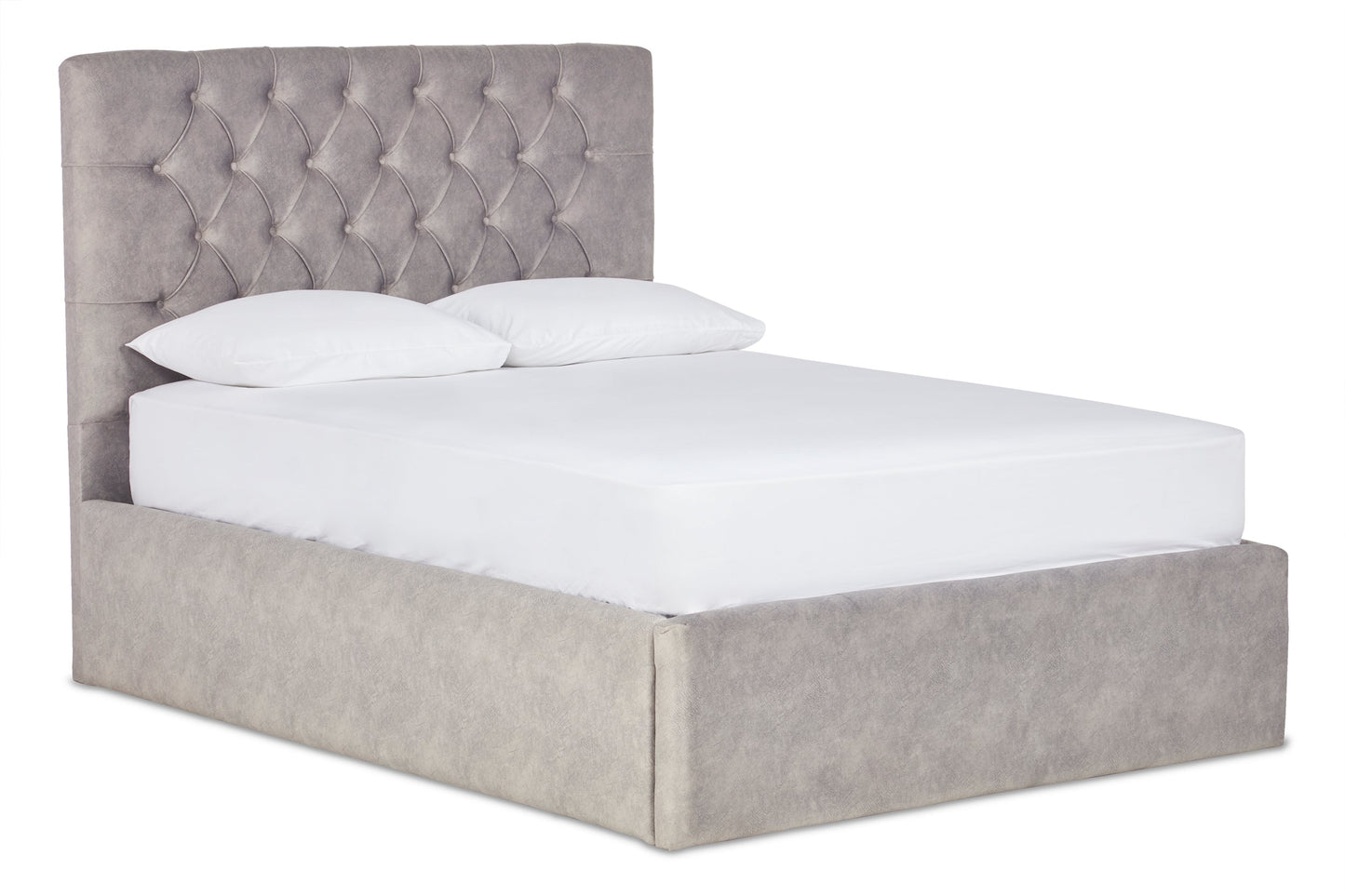Bassey Upholstered ottoman bed with Chesterfield-style headboard