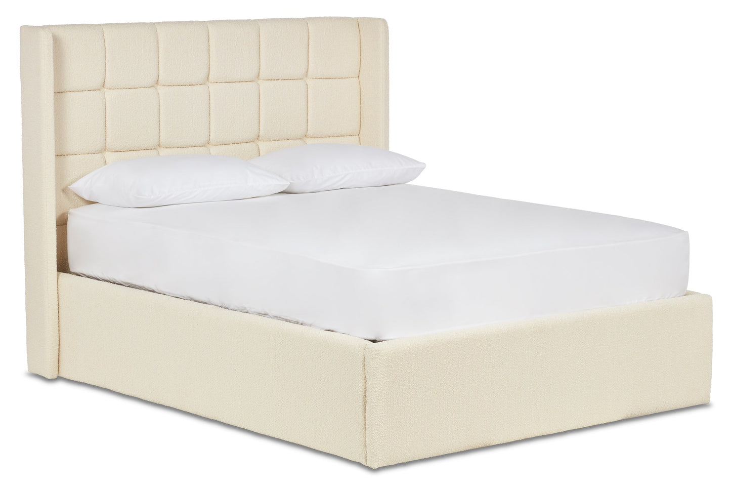 Watson Upholstered ottoman bed with winged fluted headboard
