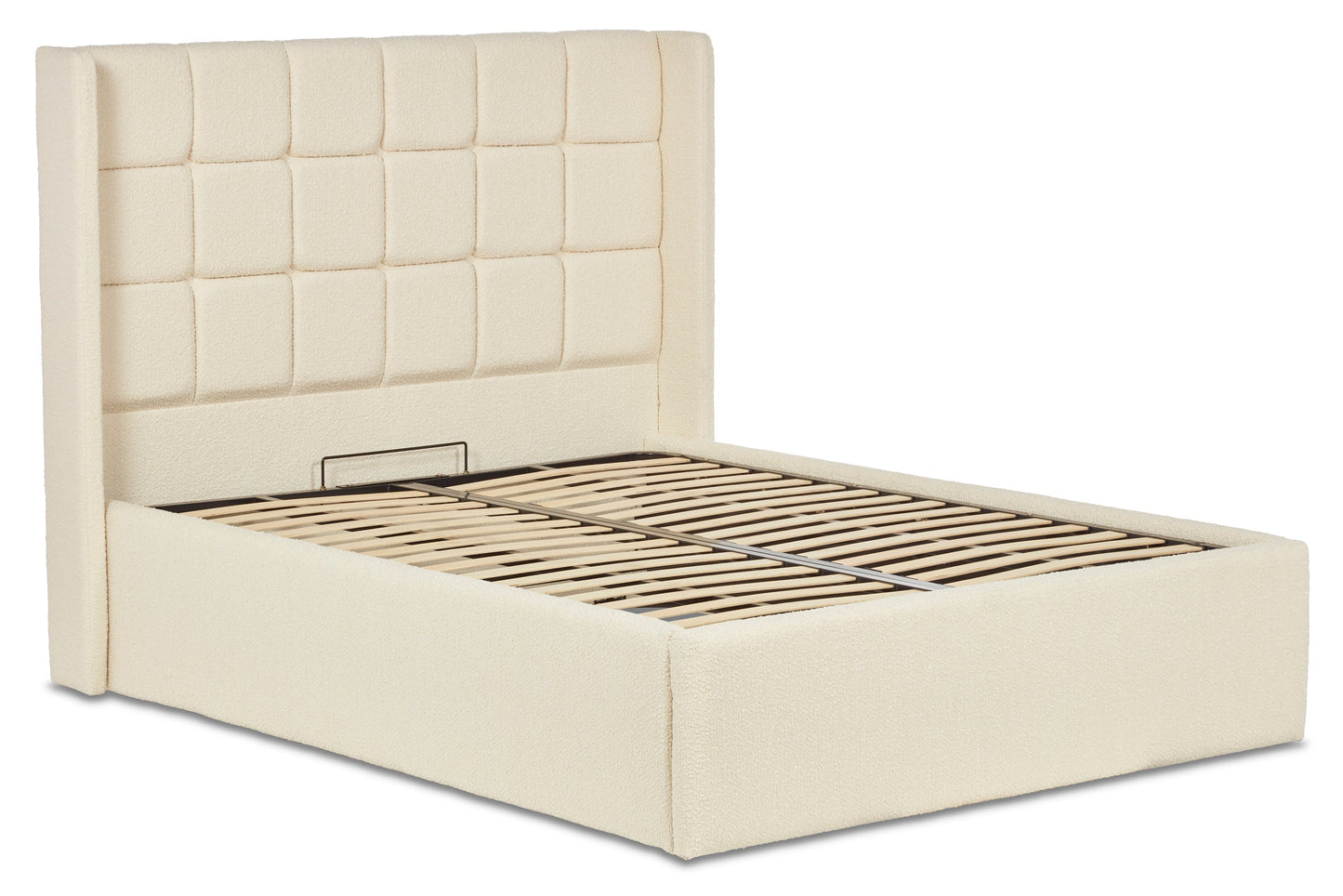 Watson Upholstered ottoman bed with winged fluted headboard