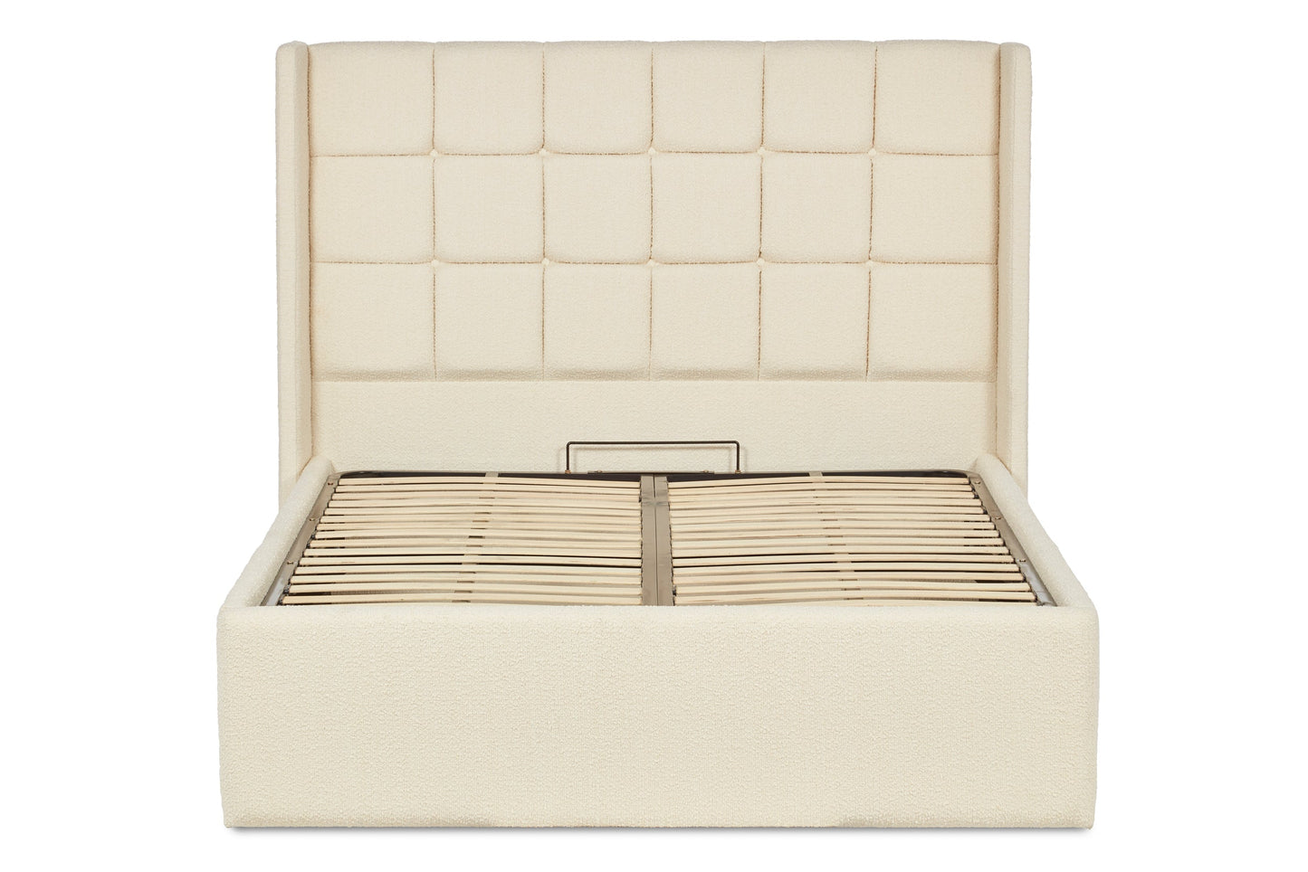 Watson Upholstered ottoman bed with winged fluted headboard