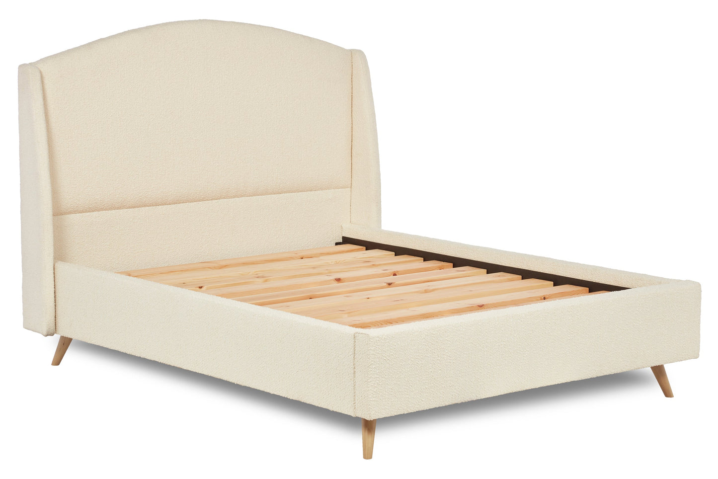 Bronte Modern upholstered bed with curved headboard