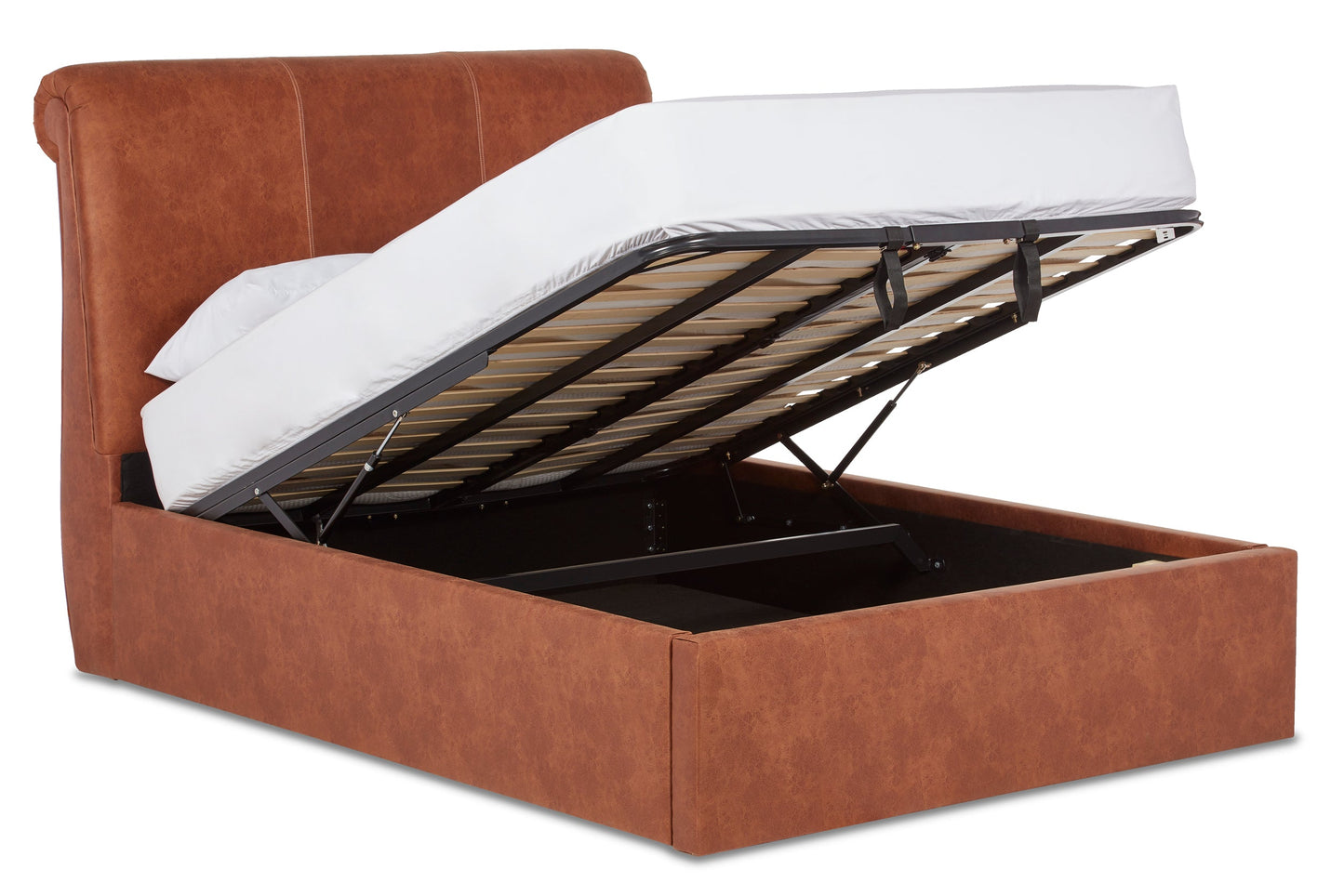 Merlin Upholstered ottoman bed with low foot end