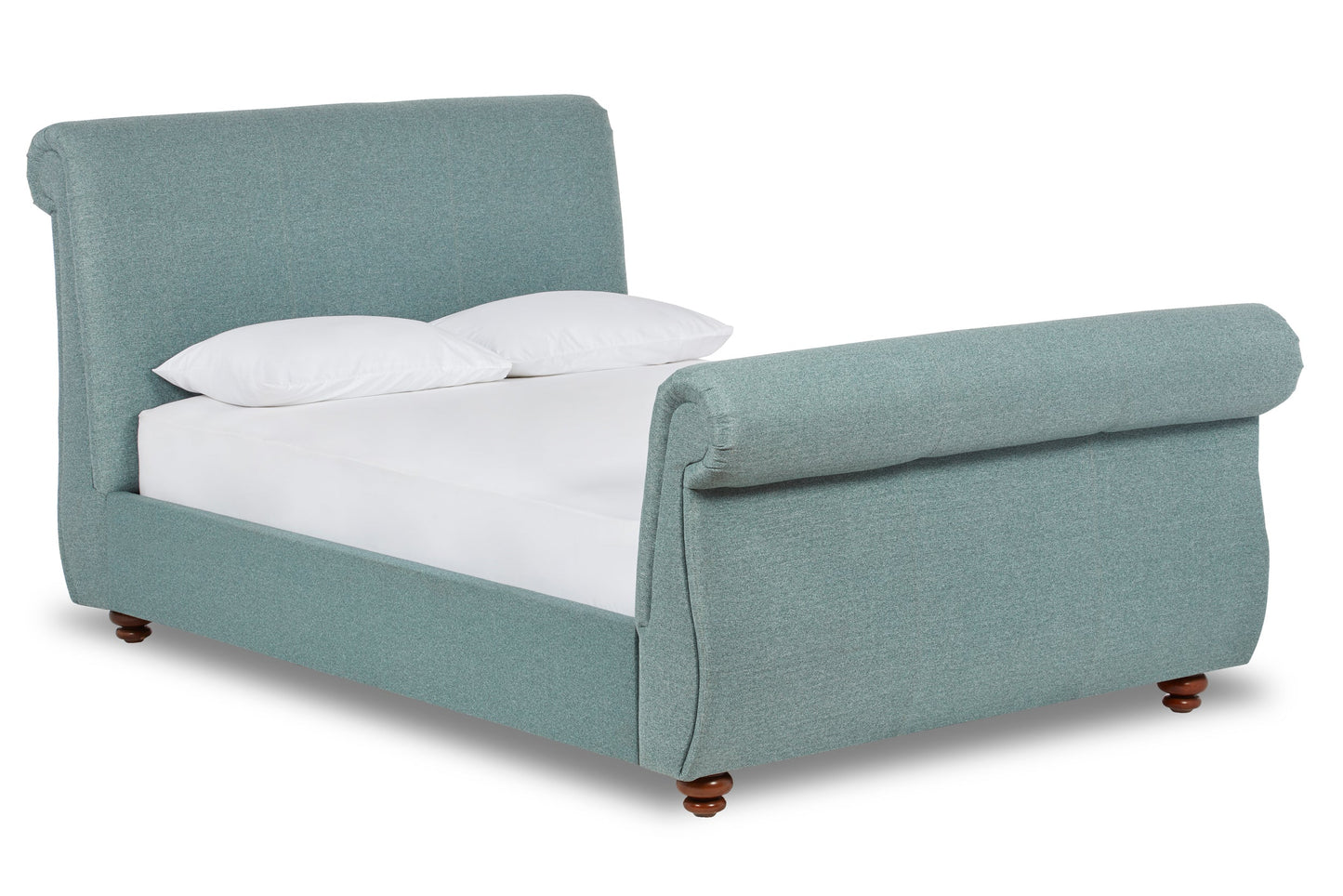 Chaucer Upholstered scroll bed with headboard and footboard