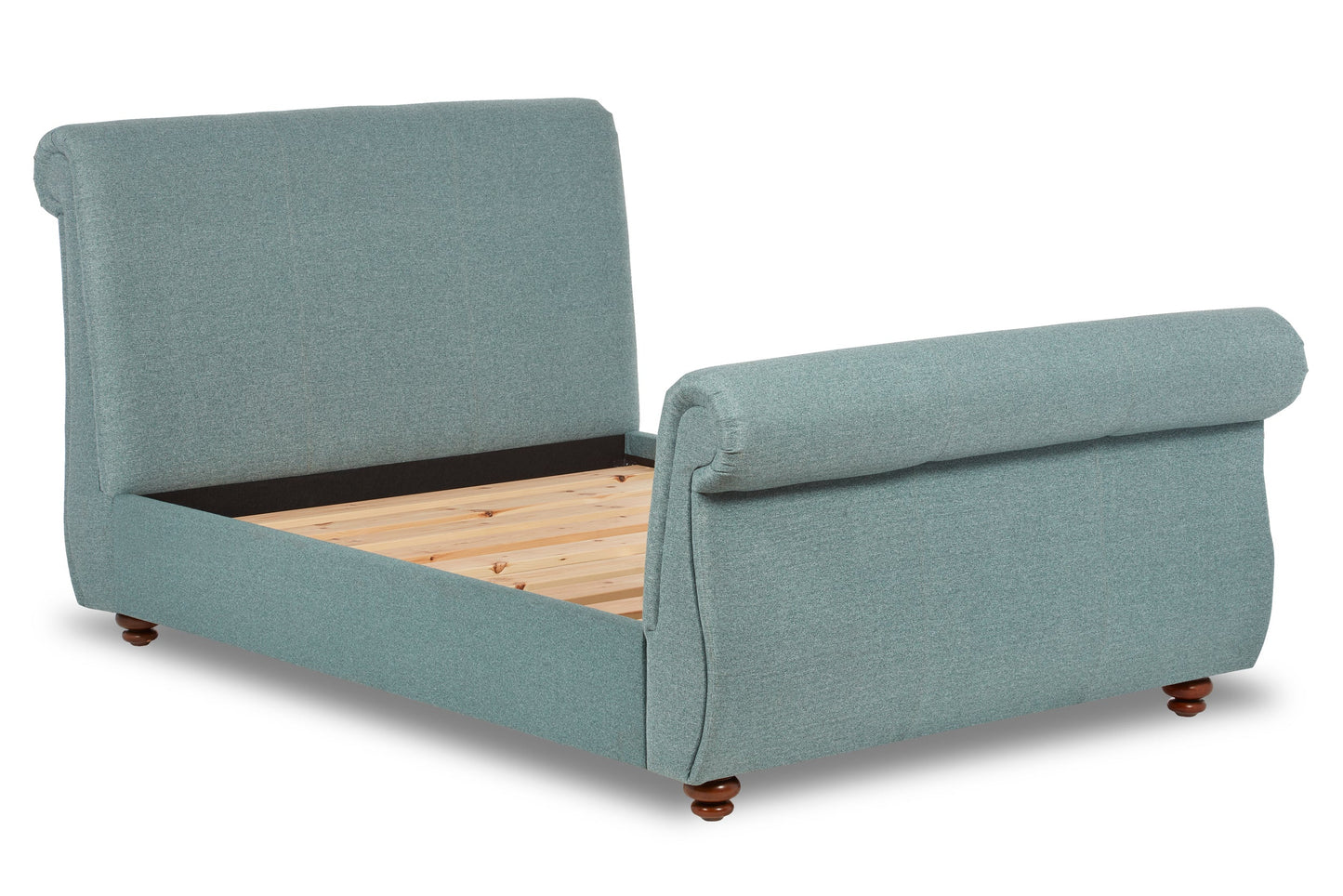 Chaucer Upholstered scroll bed with headboard and footboard