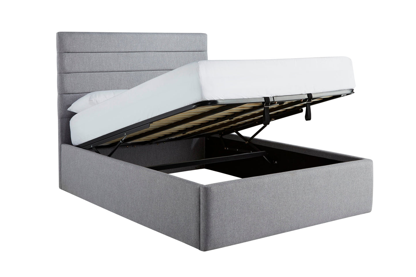 Nightingale Upholstered ottoman bed with fluted headboard