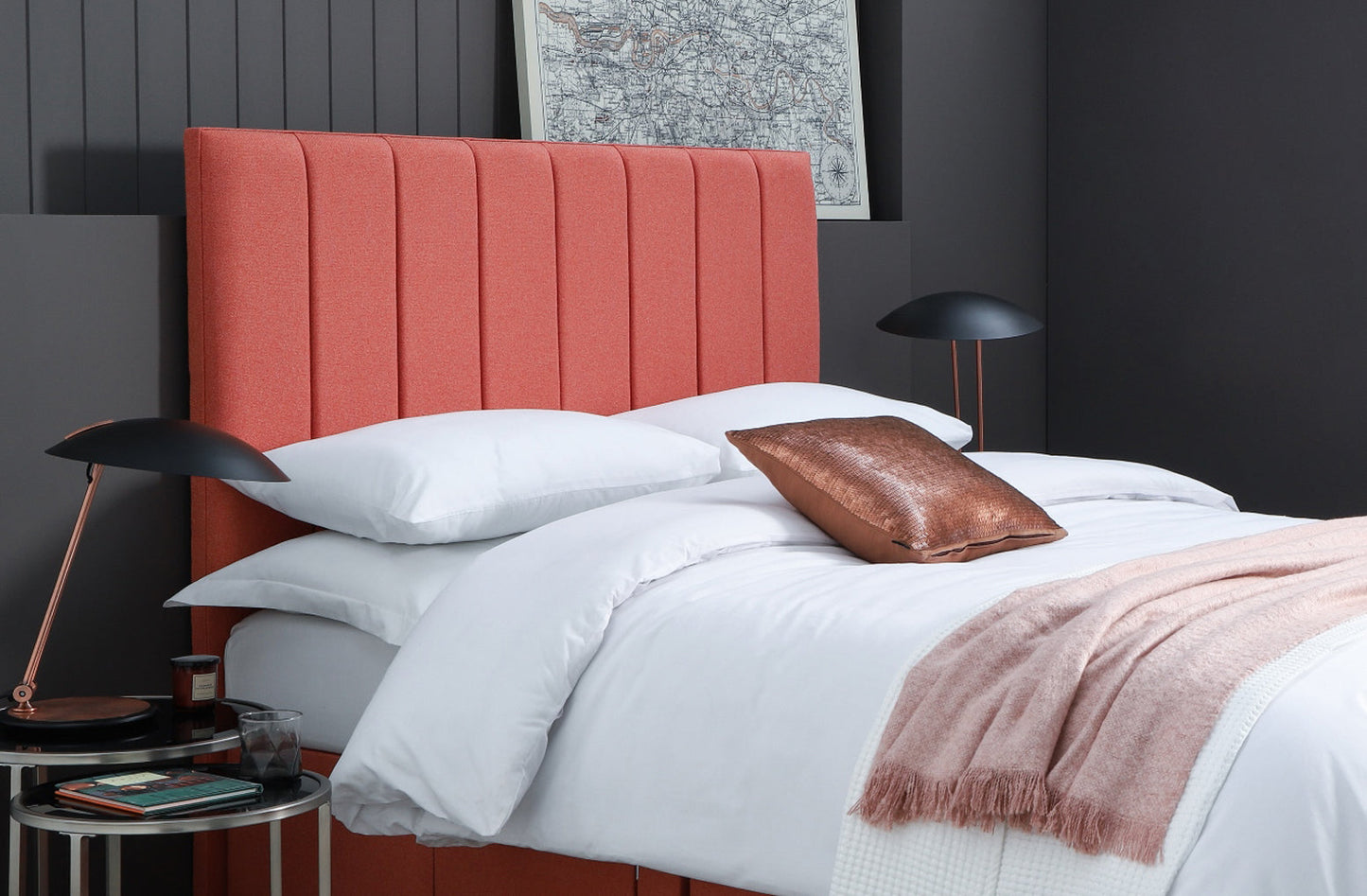 Shelley Contemporary upholstered floor-standing headboard