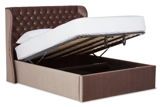 McKellen Upholstered ottoman bed with cocoon headboard