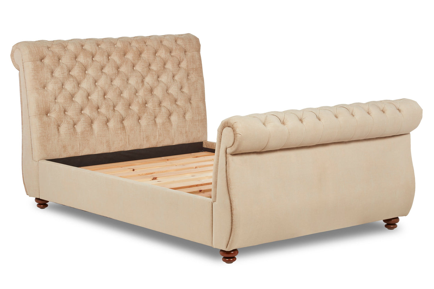 Guinevere Upholstered bed with sleigh headboard and footboard