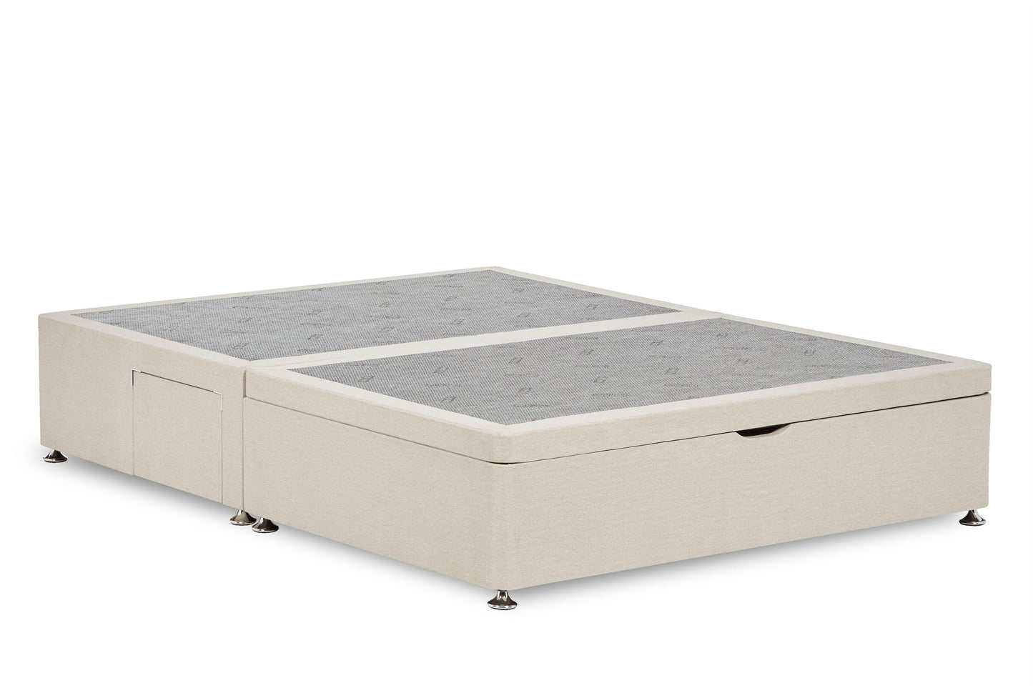 Eleanor Storage ottoman bed base – half-end lift with 2 small drawers