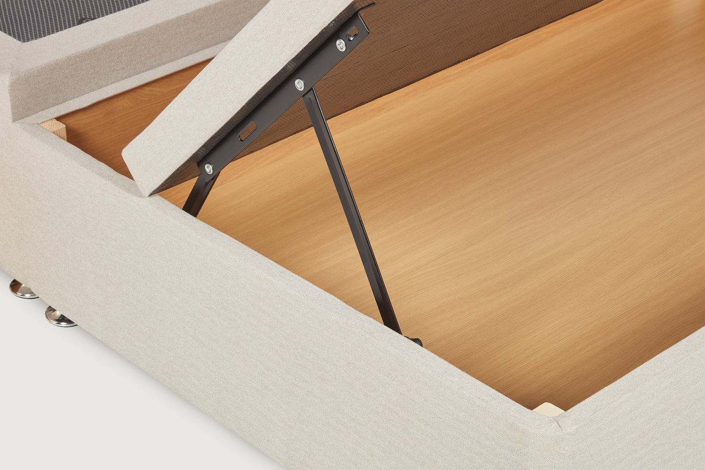 Eleanor Storage ottoman bed base – half-end lift with 2 large drawers