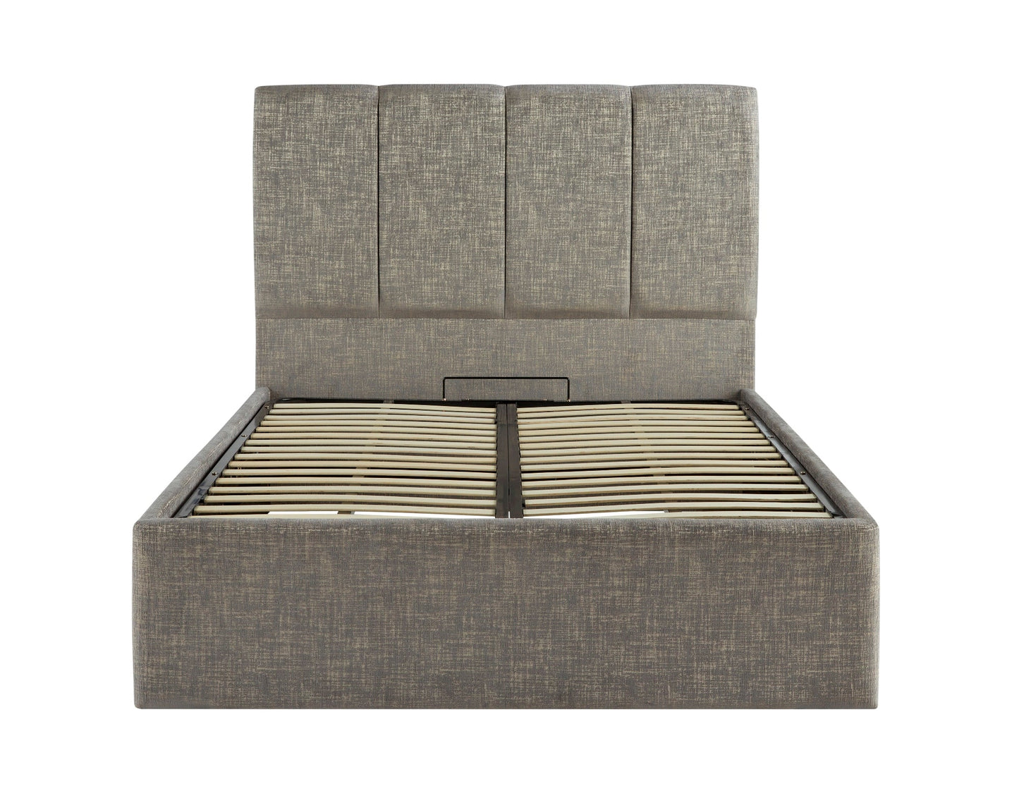 Chaplin Upholstered end-lift ottoman bed with fluted headboard