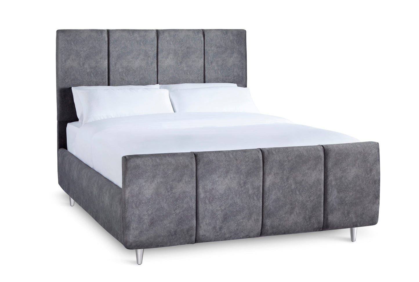 Chaplin Upholstered bed with fluted headboard and high footboard