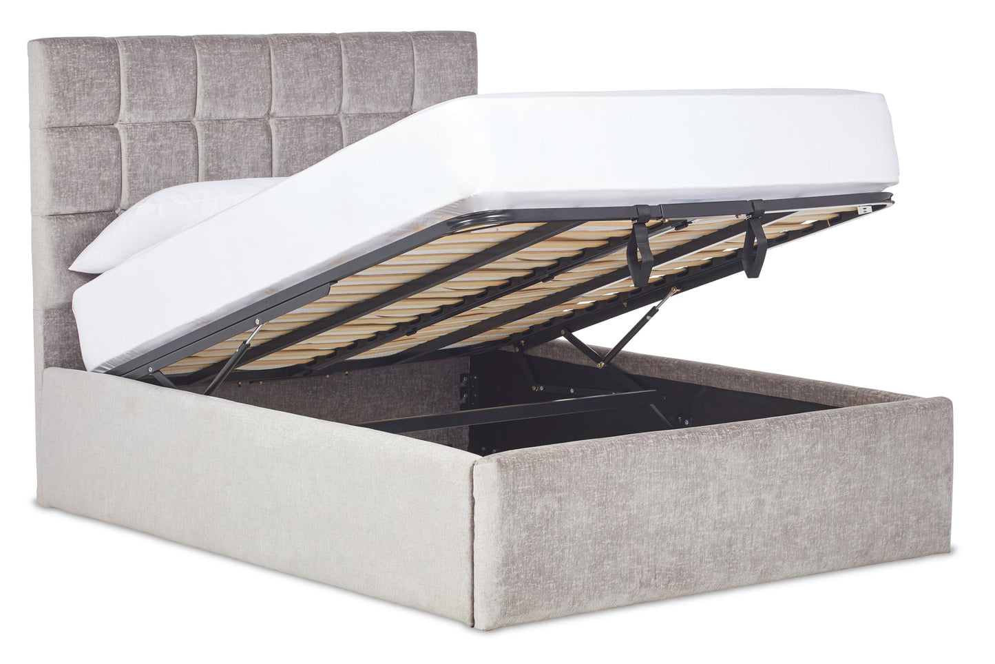 Hepworth Upholstered ottoman bed with contemporary headboard