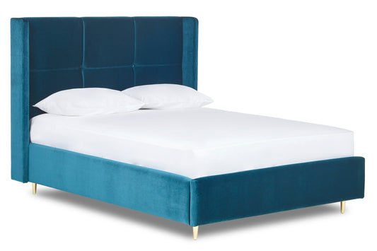 Hockney Upholstered bed with winged headboard and legs