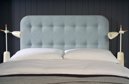 Shakespeare Contemporary button-backed upholstered mounted strutted headboard