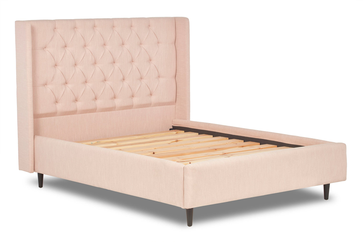 Jones Upholstered bed with Chesterfield-style winged headboard