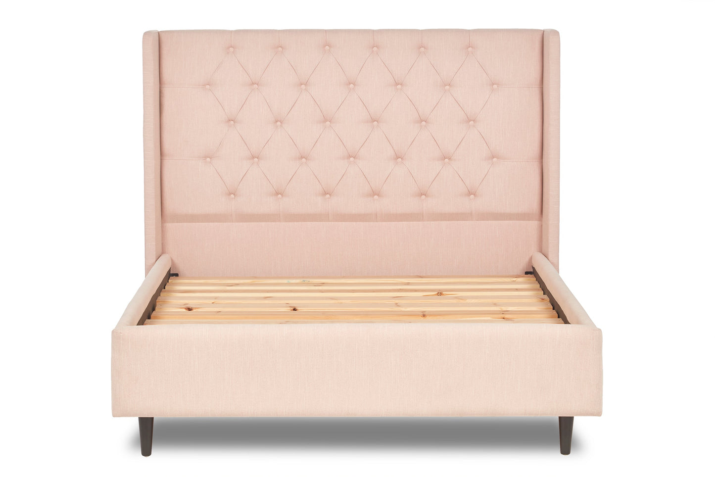 Jones Upholstered bed with Chesterfield-style winged headboard