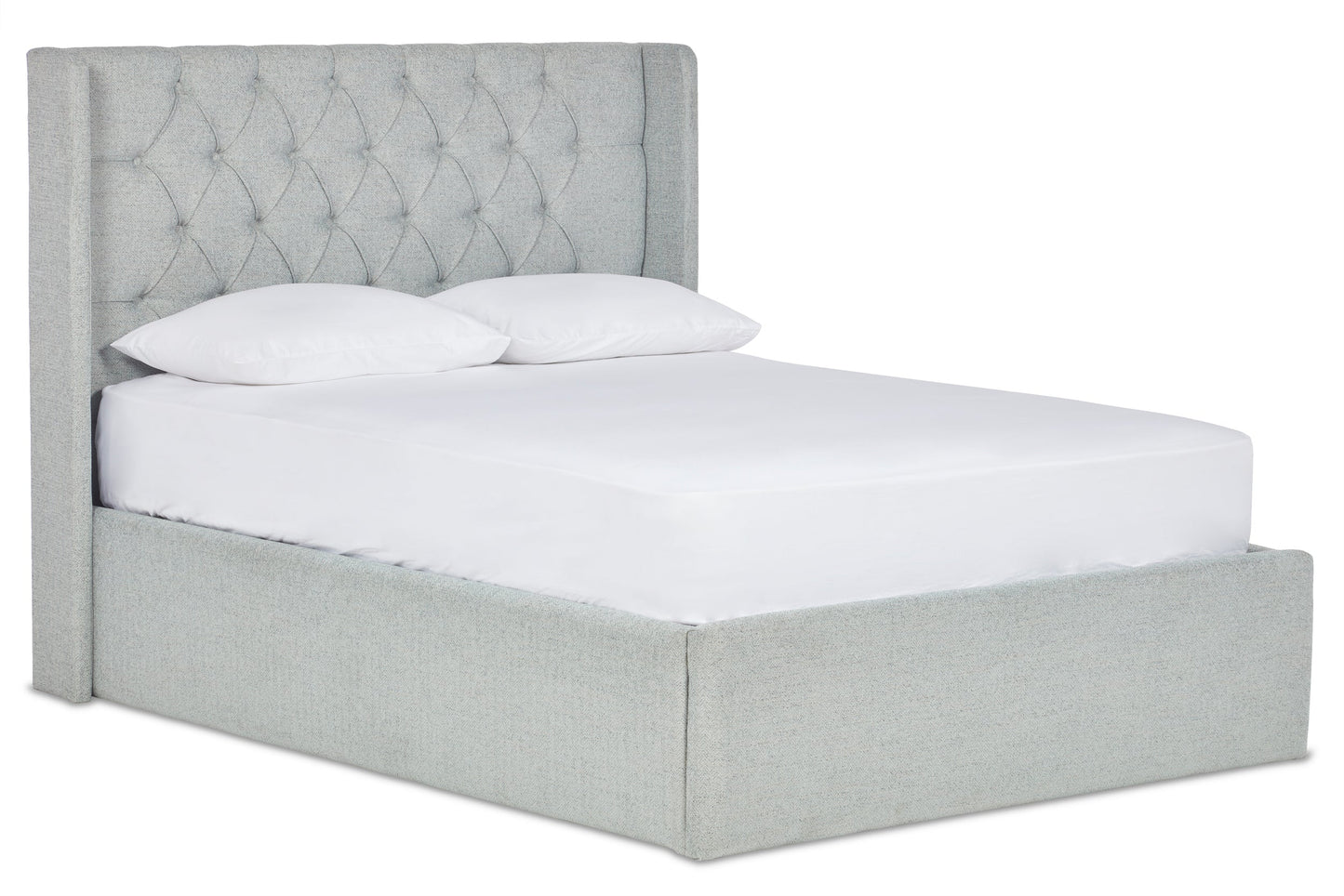 Jones Upholstered ottoman bed with winged headboard