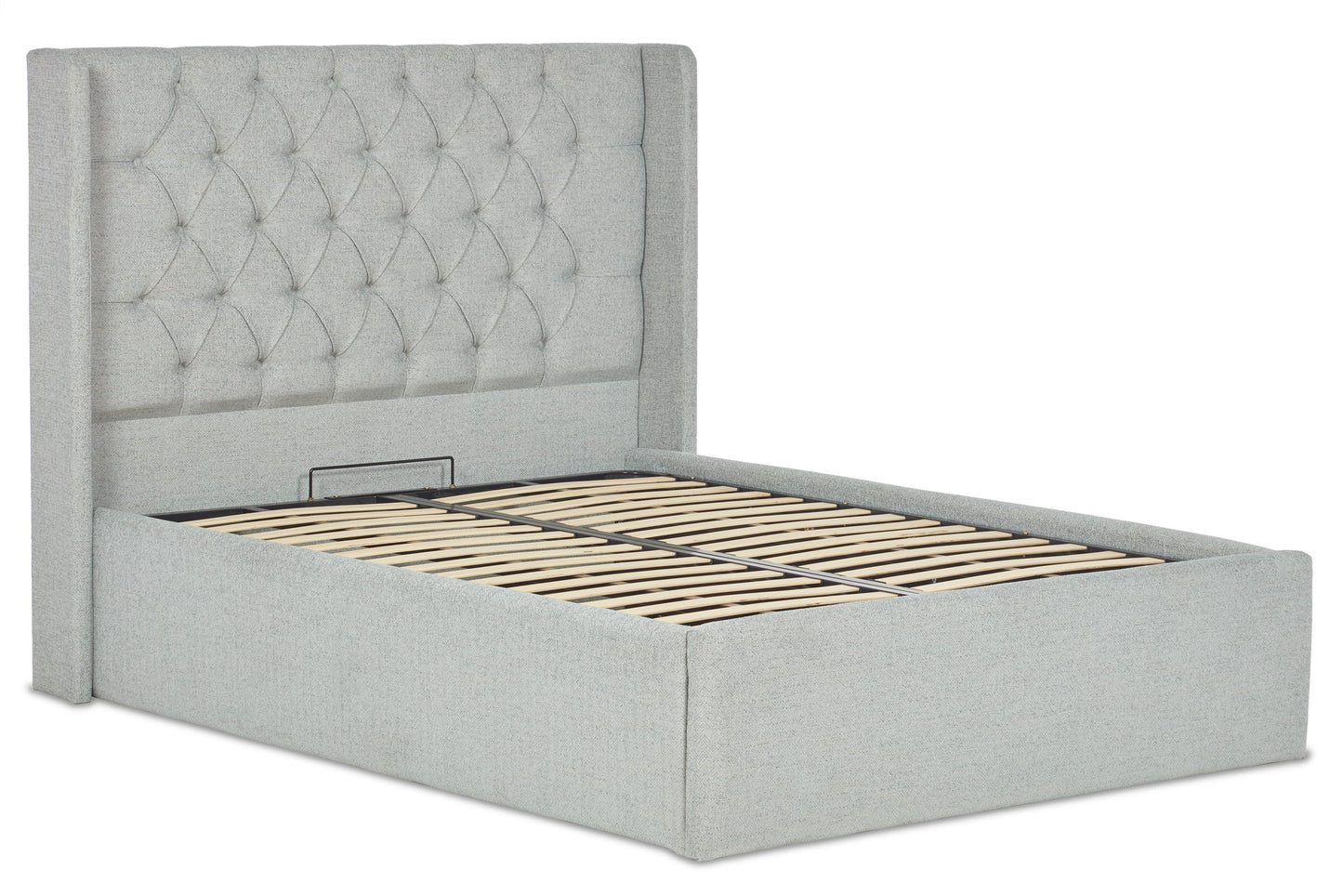 Jones Upholstered ottoman bed with winged headboard