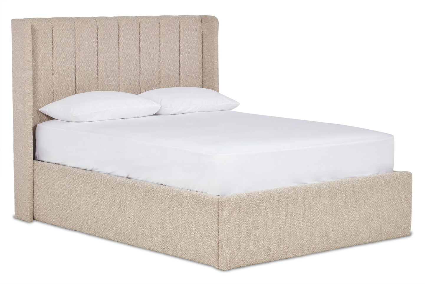 Lumley Modern upholstered ottoman bed with winged headboard