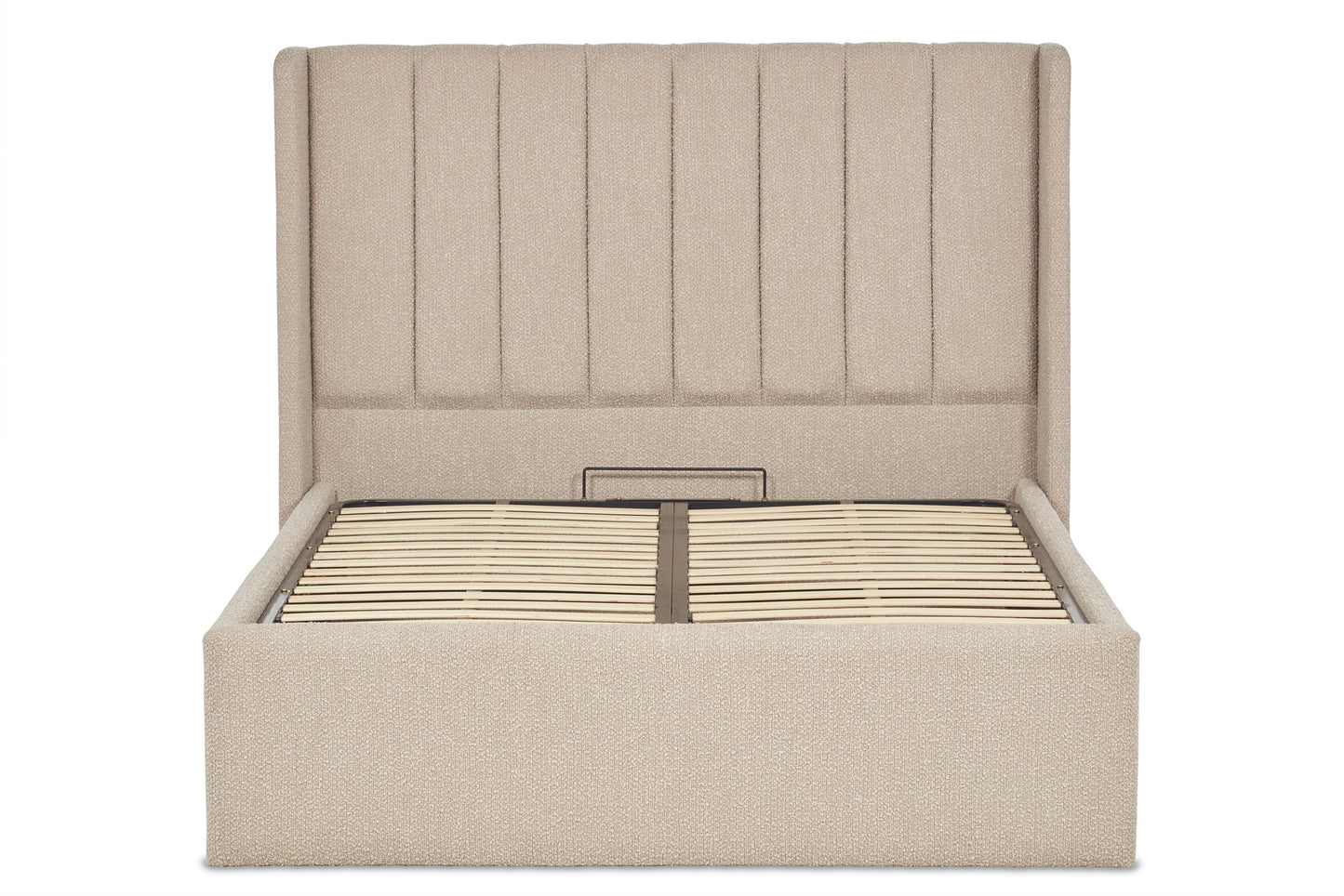 Lumley Modern upholstered ottoman bed with winged headboard