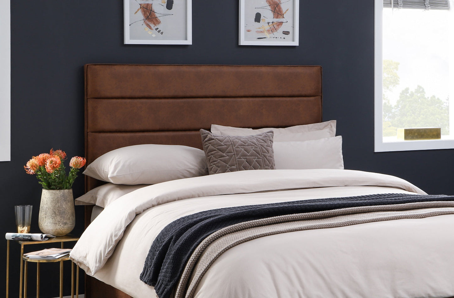 Nightingale Contemporary upholstered floor-standing headboard