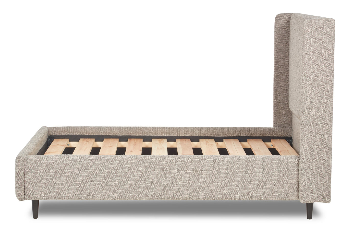 Nina Upholstered bed with winged headboard and legs