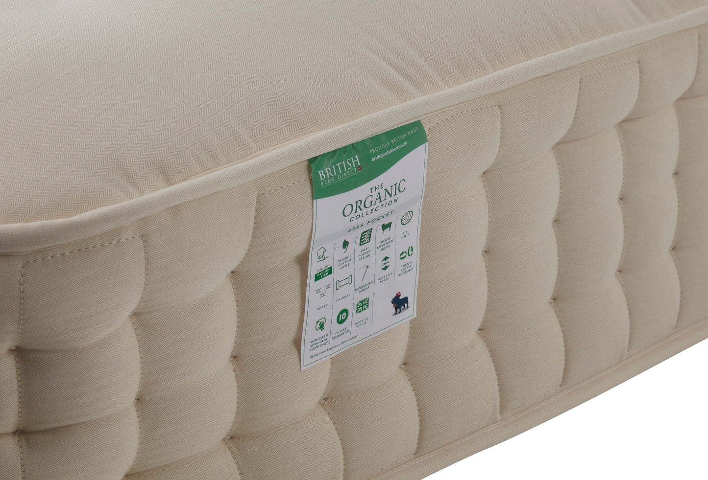 Organic 6000 Natural mattress with 6000 pocket springs - Medium-firm