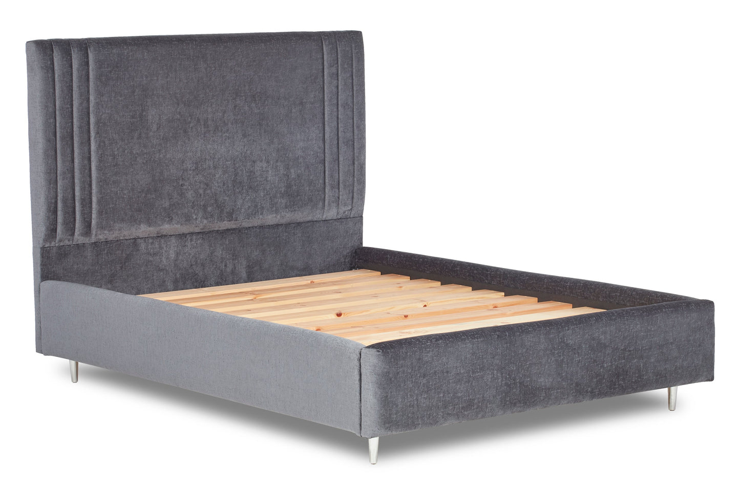 Orton Upholstered bed with contemporary design, low foot end