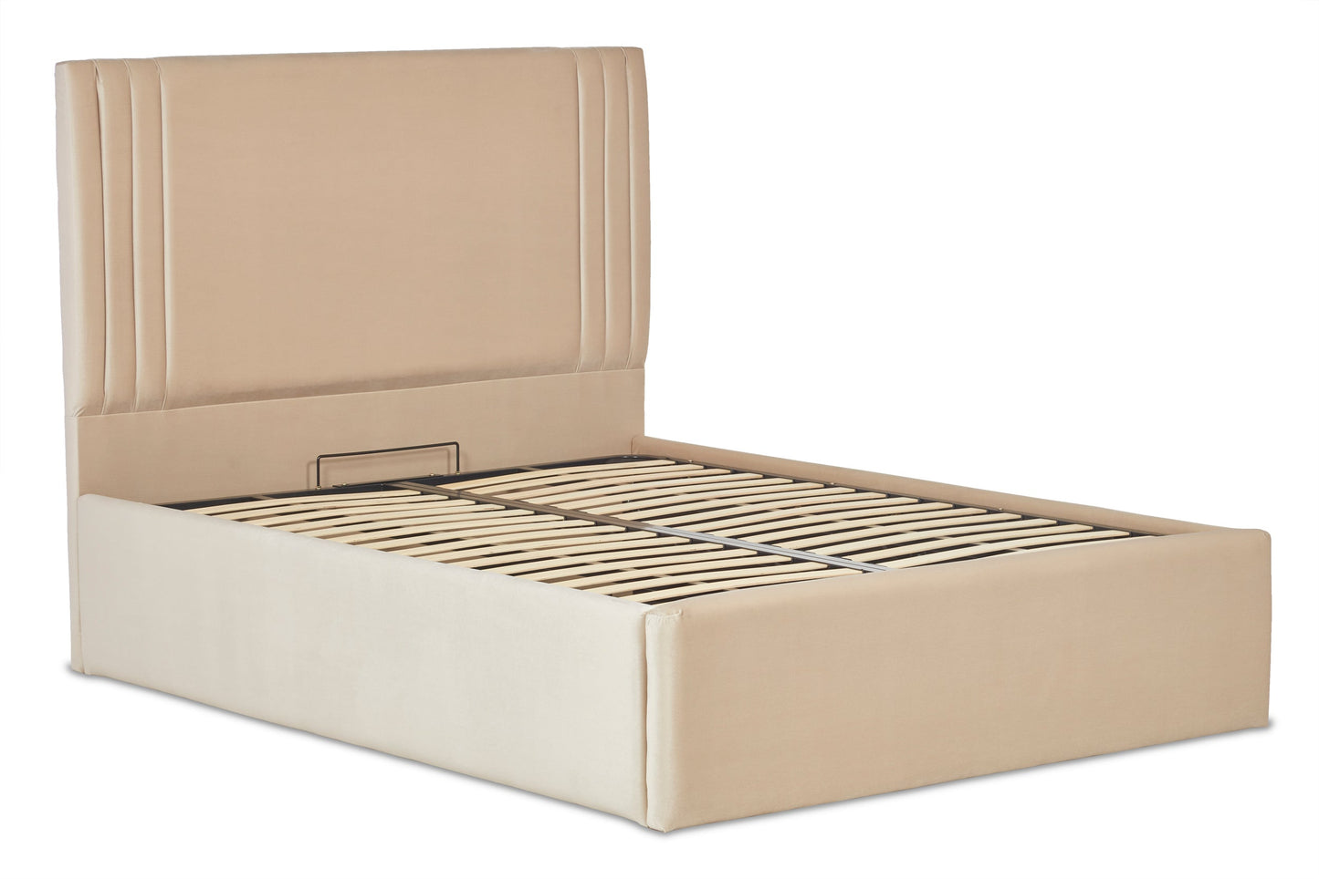 Orton Contemporary upholstered ottoman bed with low foot end