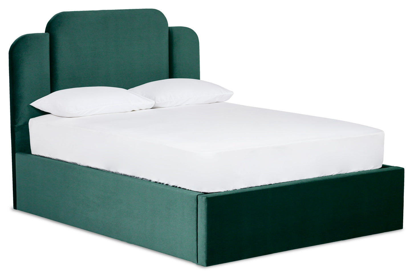 Paloma Modern upholstered ottoman bed with art deco headboard