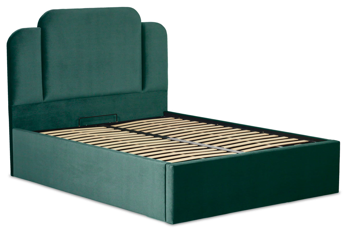 Paloma Modern upholstered ottoman bed with art deco headboard