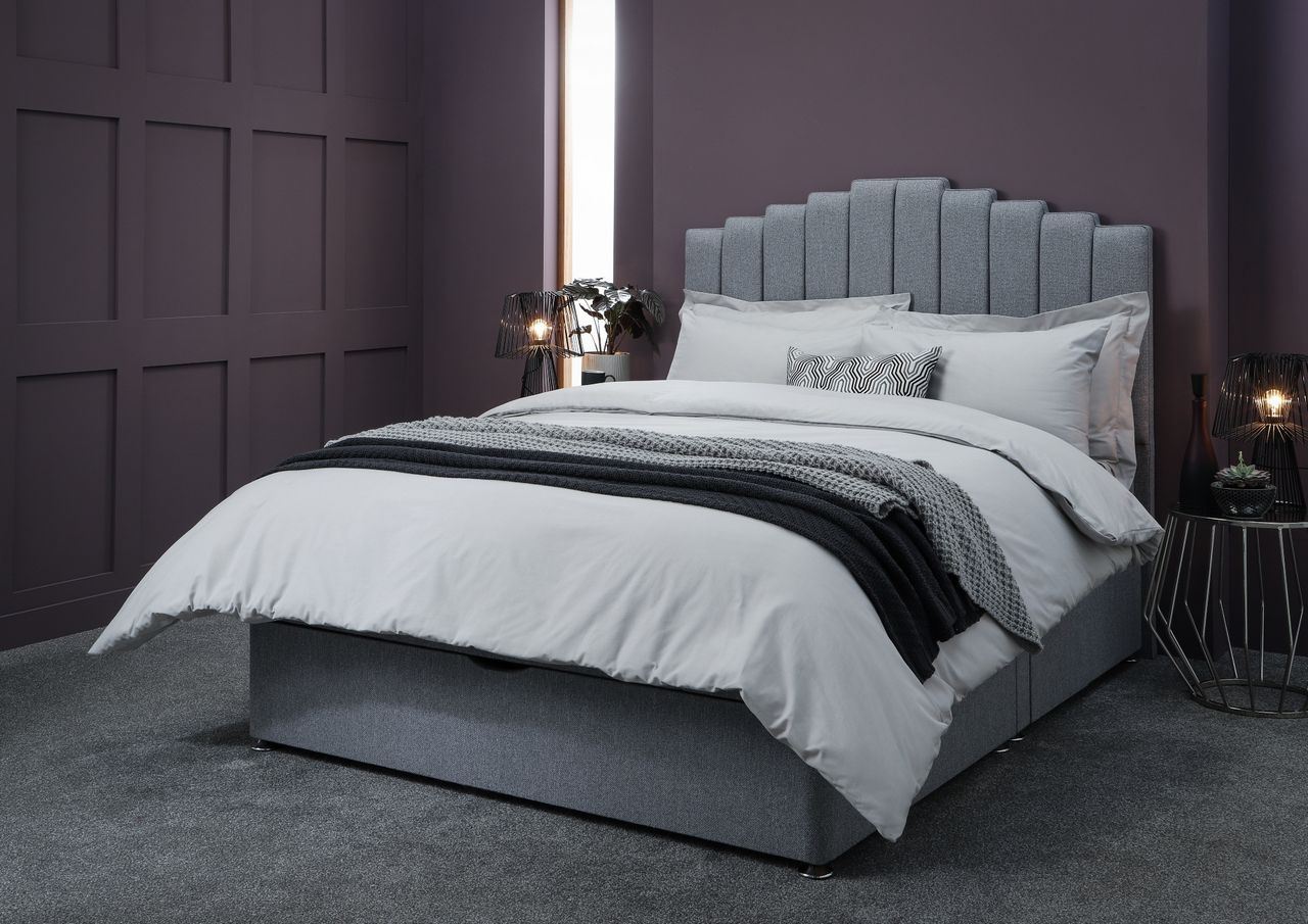 Eleanor Storage ottoman bed base – half-end lift with 2 small drawers