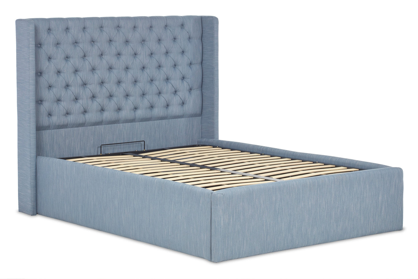 Ringo Smart upholstered ottoman bed with winged headboard