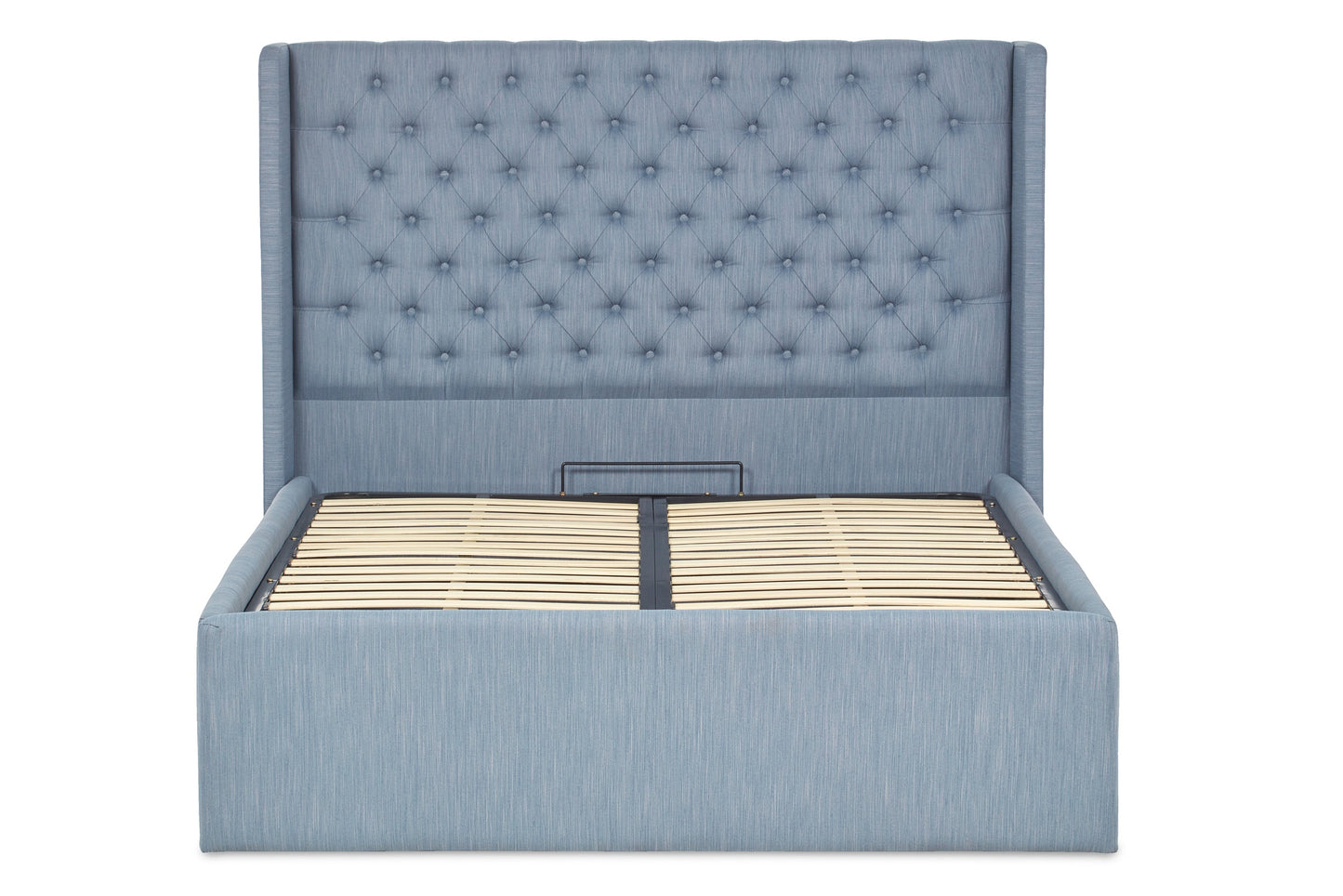 Ringo Smart upholstered ottoman bed with winged headboard