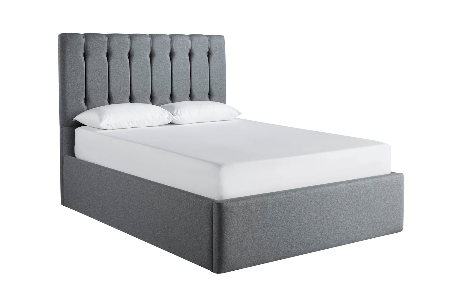 Lenny Upholstered end-lift ottoman bed with button-backed headboard
