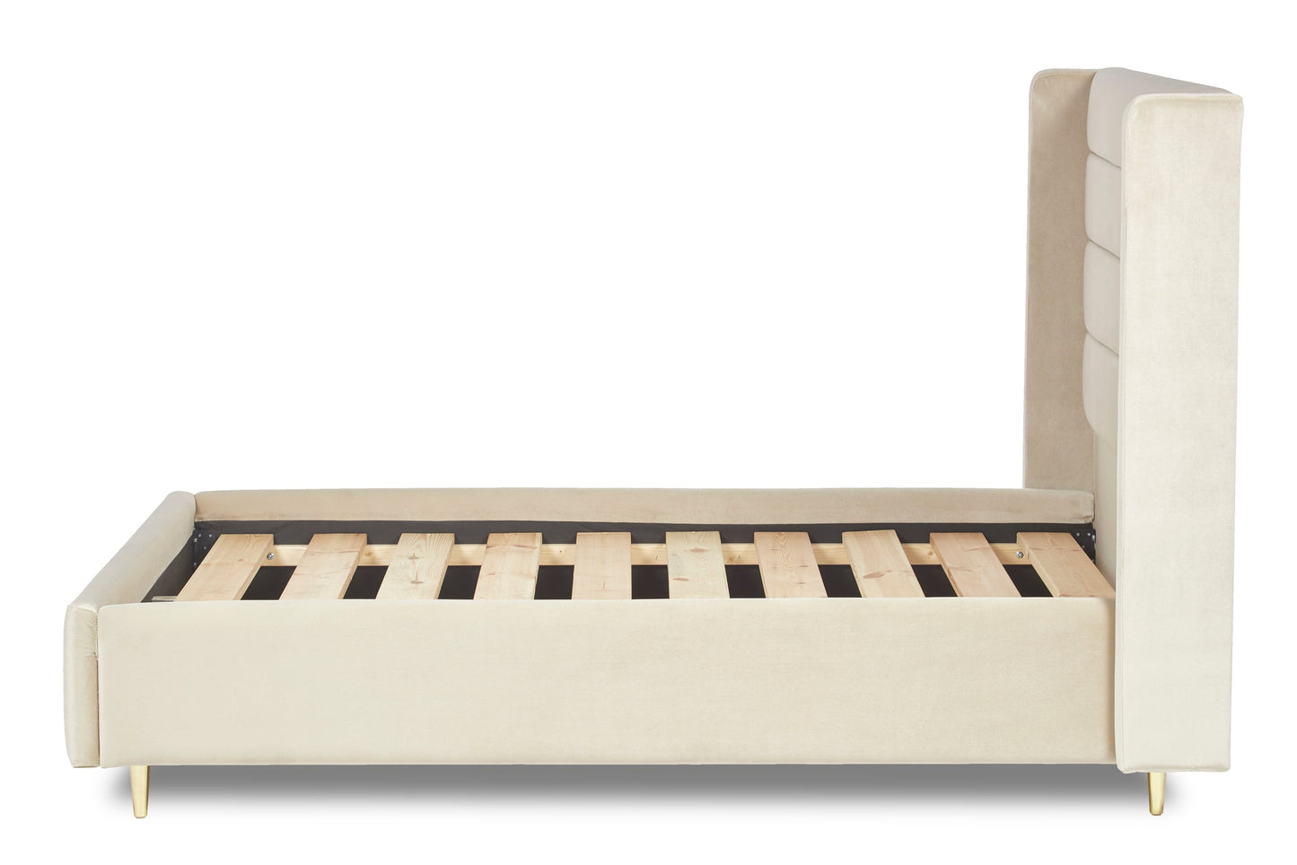 Tennant Modern upholstered bed with winged headboard