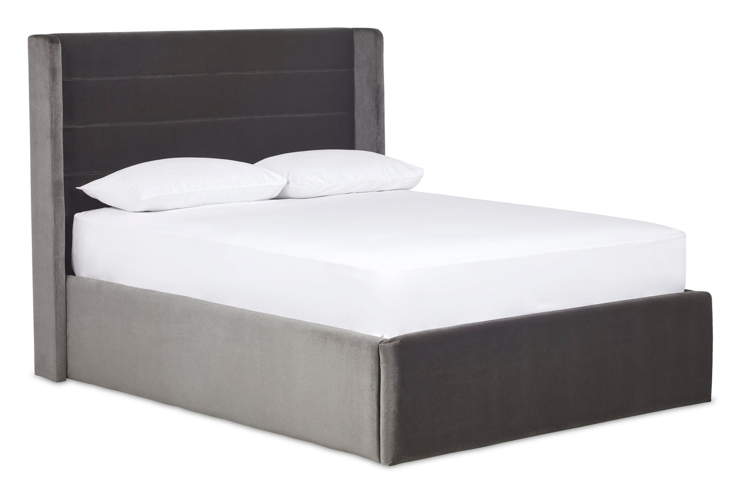 Tennant Modern upholstered ottoman bed with winged headboard