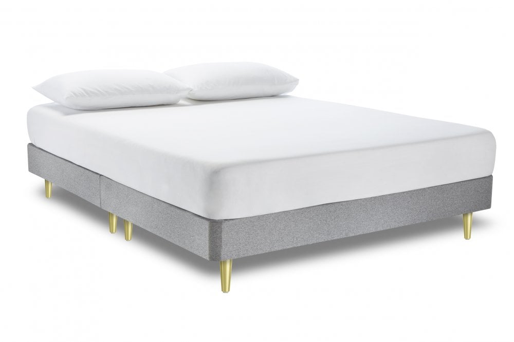 Catherine Upholstered low divan base with gold legs, total height 27cm