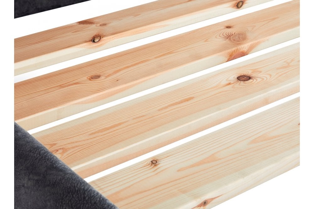 Chaplin Upholstered bed with fluted headboard and high footboard