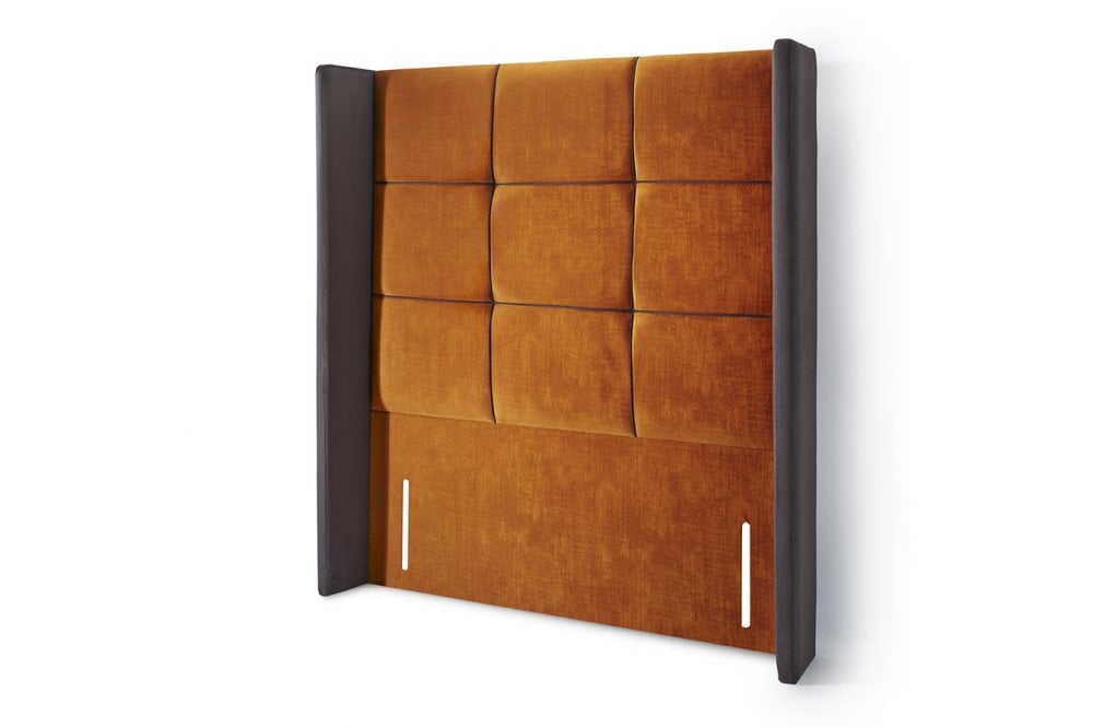 Elton Tall contemporary upholstered floor-standing winged headboard