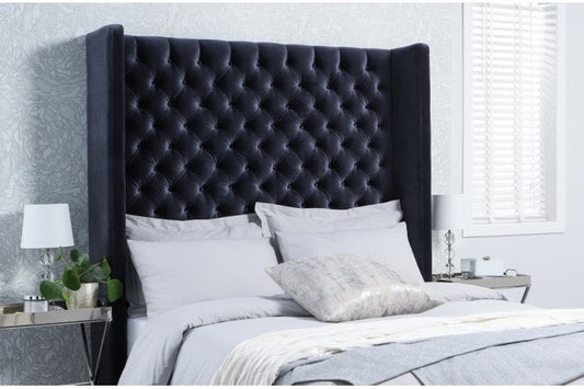 Niven Tall upholstered chesterfield winged floor-standing headboard