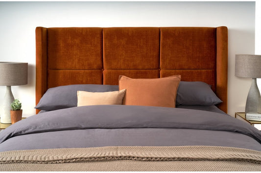 Olivier Contemporary winged upholstered floor-standing button-backed headboard